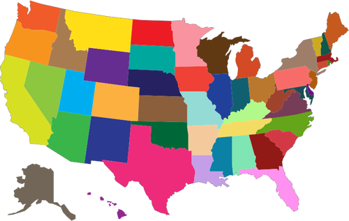 Multi-Colored United States Map Clipart