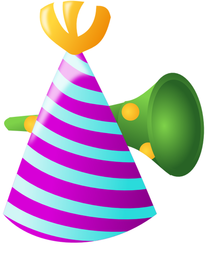 Color Birthday Hat And Trumpet Clipart
