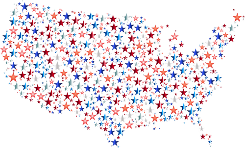 United States Map With Stars Clipart