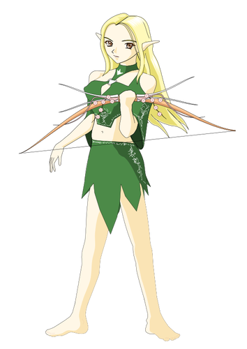 Of Archer Girl In Green Outfit Clipart