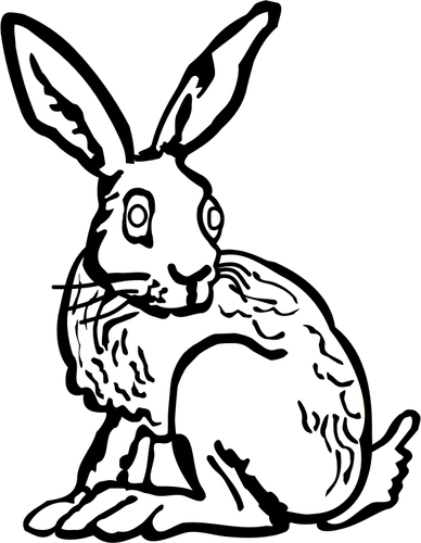 Line Art Of Bunny With Long Ears Clipart