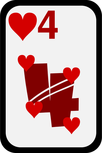Four Of Hearts Funky Playing Card Clipart