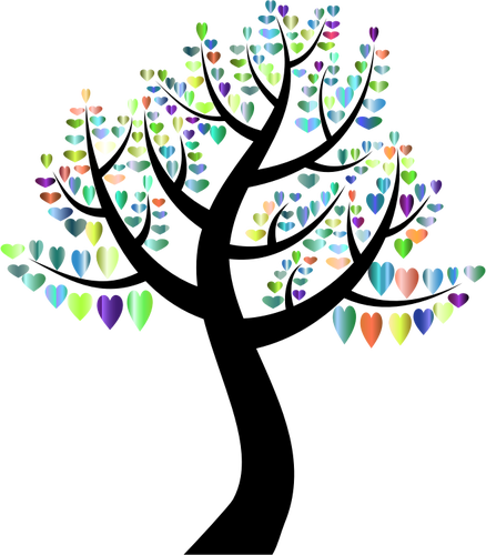 Tree With Colorful Hearts Clipart