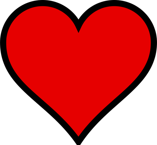 Red Heart With Black Outline Clipart