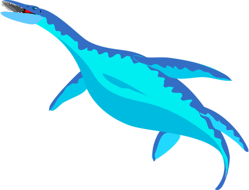 Clip Art Of Bright Blue Reptile In Water Clipart