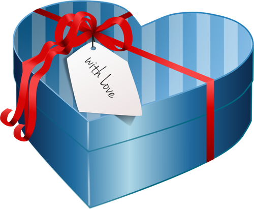 Of Blue Heart Shaped Gift Box Clipart