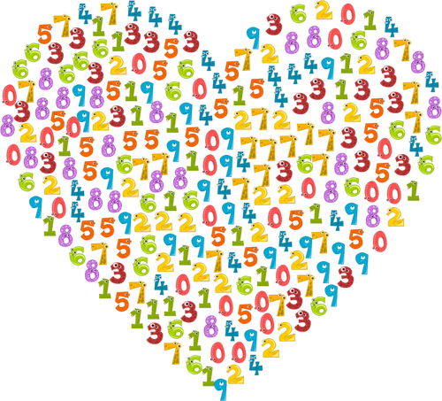 Colorful Animal Numbers In A Heart Clipart