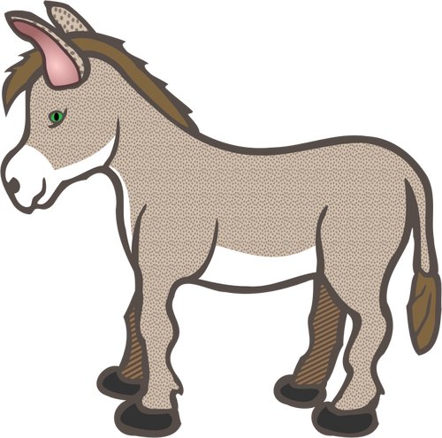 Brown Spotty Donkey Line Art Clipart