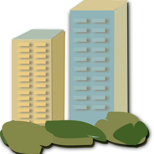Of Two Apartment Blocks Clipart