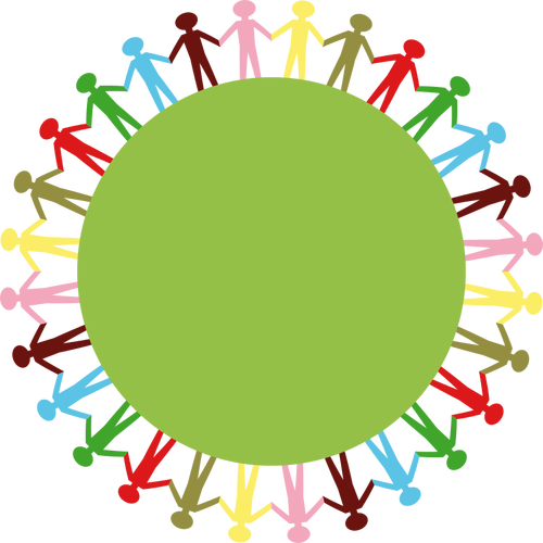 Clip Art Of People Holding Hands Around Green Circle Clipart