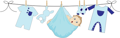 Baby Boy Hanging On A Clothesline Clipart