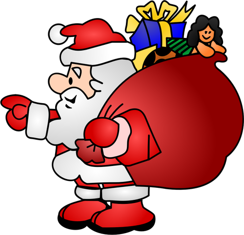 Santa Claus With A Bag Full Of Presents Clipart