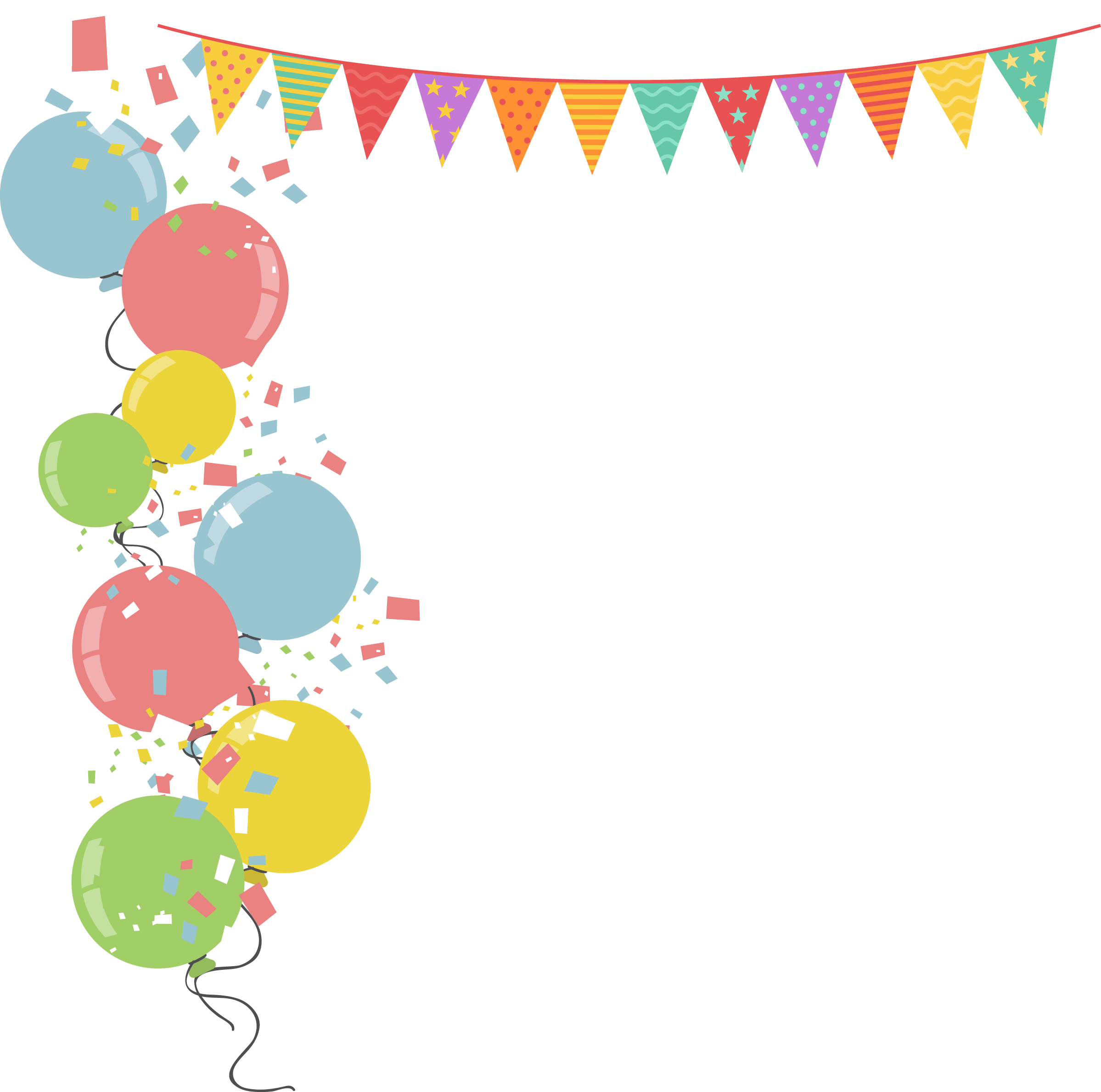 Colorful Border Balloon Illustration Vector Flags Party Clipart