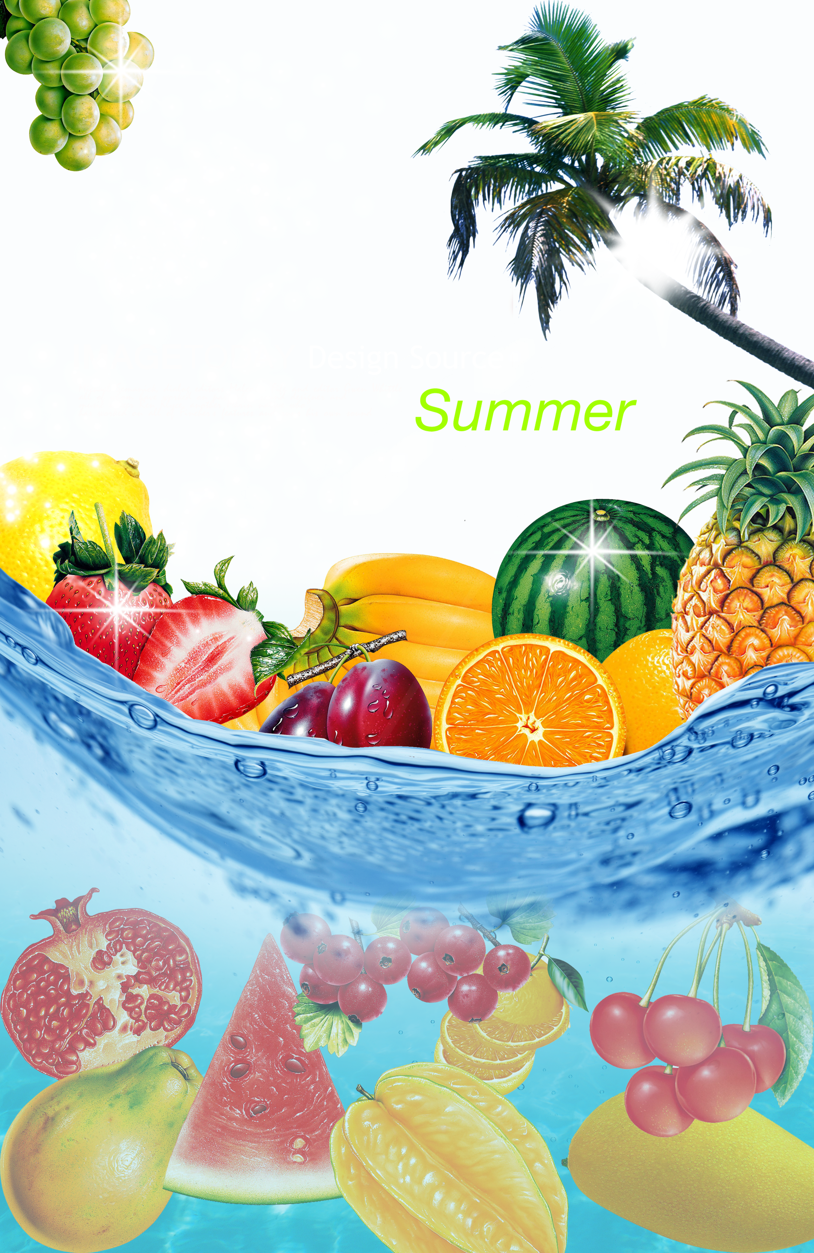 Summer Lemon Poster Fruit Juice Icy Grapefruit Clipart