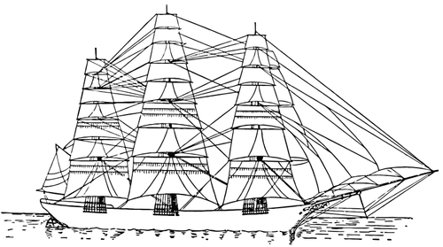 Fully Rigged Ship Clipart