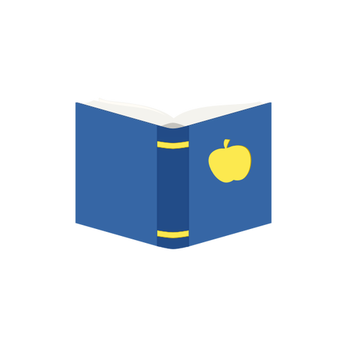 Blue Book With Yellow Apple Clipart