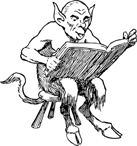 Devil Sitting On A Stool Clipart