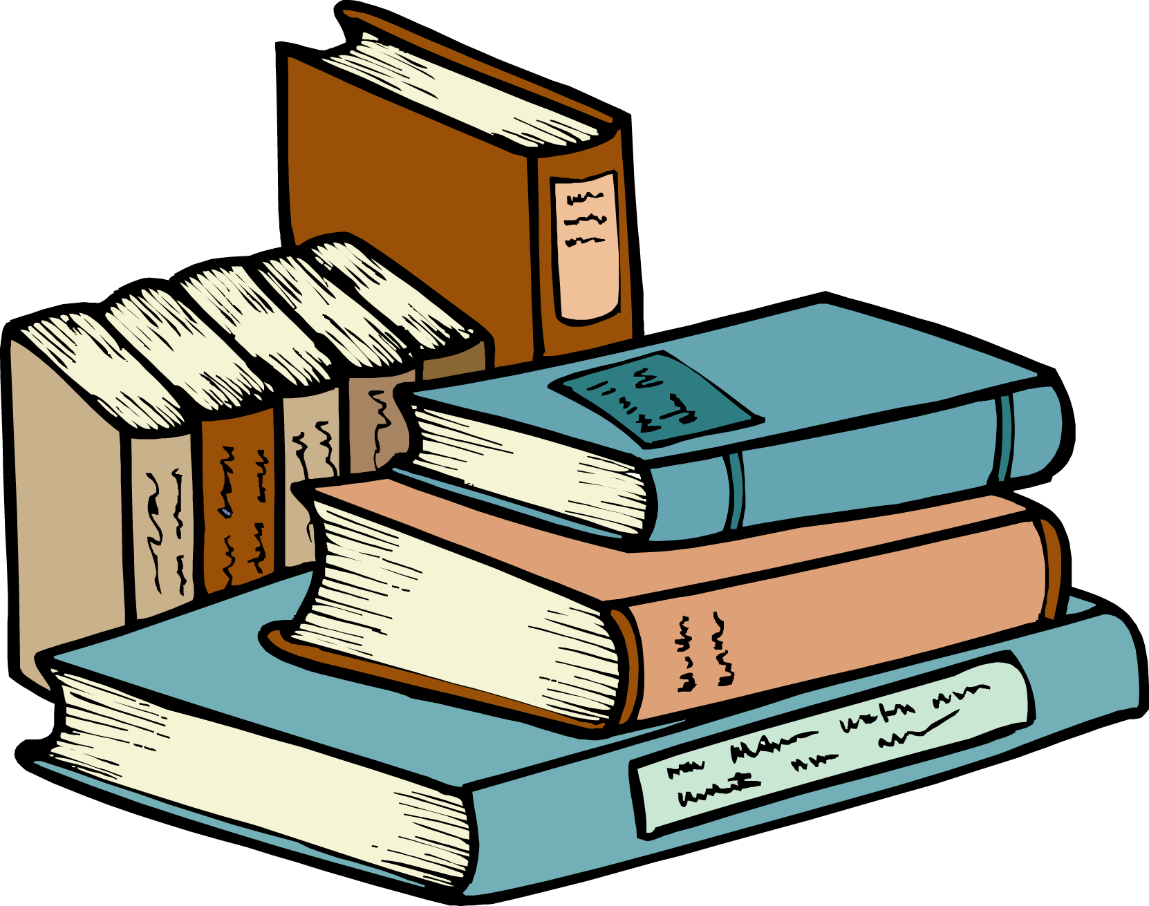 Stack Of Books Black And White Clipart