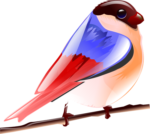 Of Colorful Sparrow On A Tree Branch Clipart