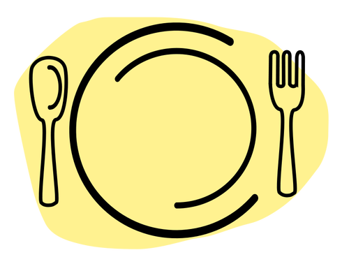 Of Dinner Plate With Spoon And Fork Clipart