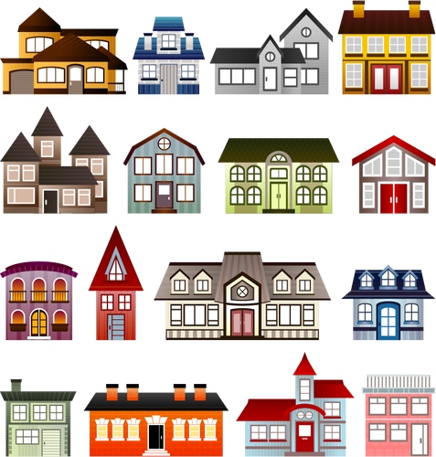 Of Set Of Colorful Houses Clipart