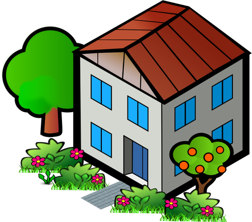 Of Family Home With Trees Clipart