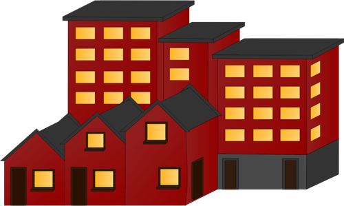 Of Red Block Of Houses And Flats Clipart