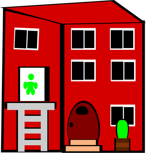 Red Flat Building Clipart
