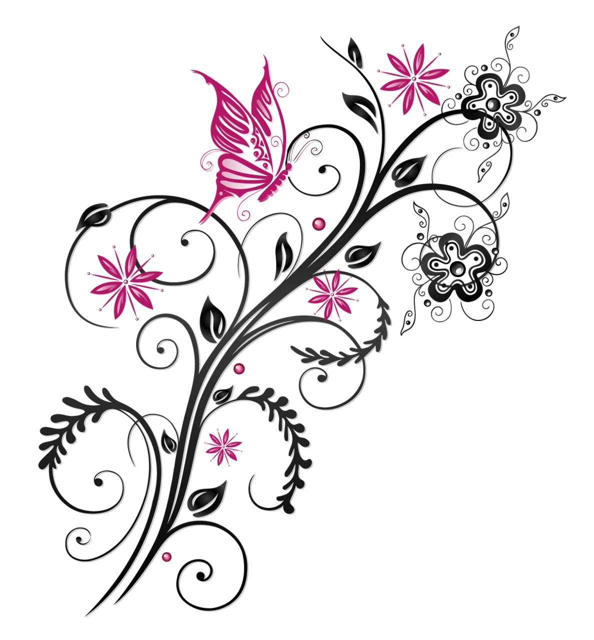 Butterfly Floral Flower Ornament Download HQ PNG Clipart