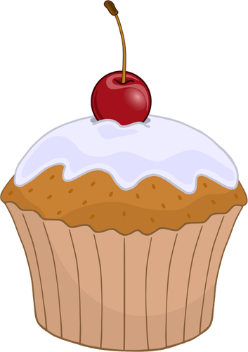Colorful Muffin With Cherry On Top Clipart