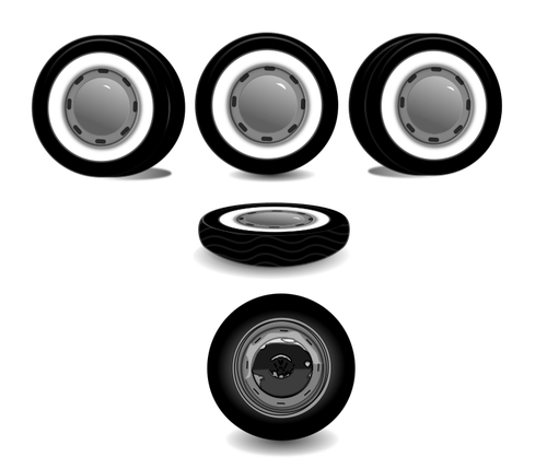 Illustration Of Car Wheels From Different Perspectives Clipart