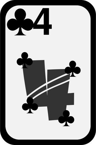 Four Of Clubs Funky Playing Card Clipart