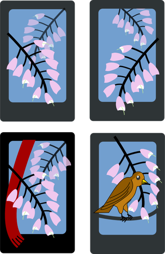 Of Spring Scenery On Four Cards Clipart