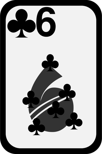 Six Of Clubs Funky Playing Card Clipart
