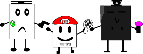 Wii, Xbox And Ps3 Square Characters Clipart