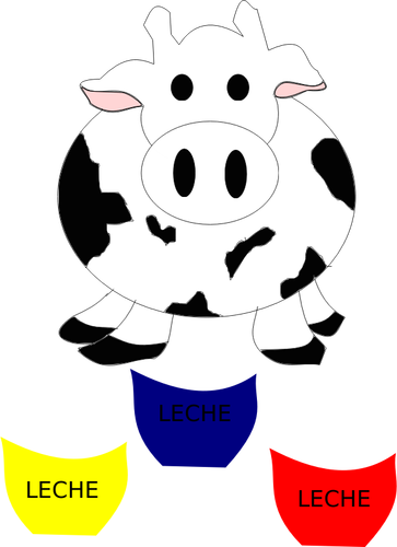 Of Cow With Milk Bottles Clipart