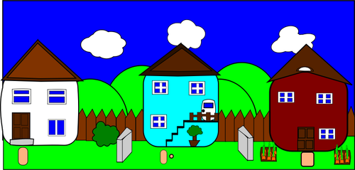 Of Cartoon Street With Houses Clipart