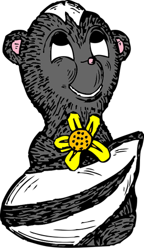 Skunk With A Flower Clipart