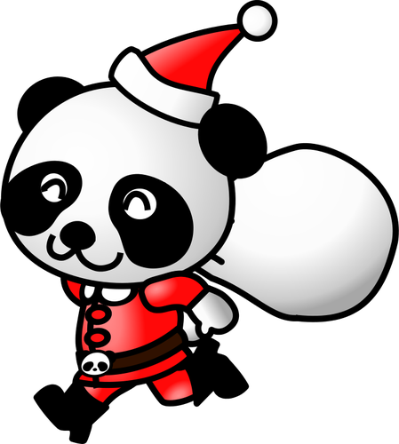 Panda In Santa Claus Suit Clipart