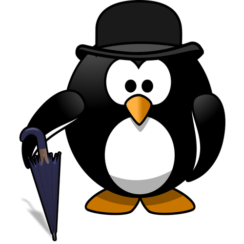 Gentleman Penguin With Umbrella Clipart