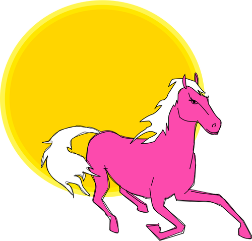 Of Running Pink Horse In Sun Clipart