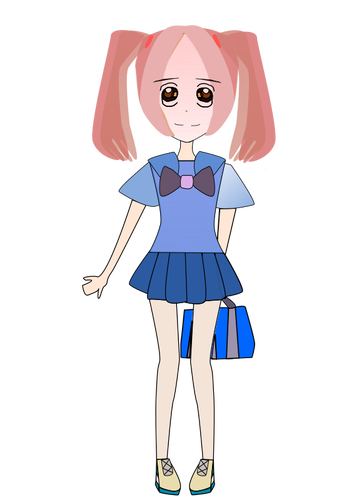 Schoolgirl With Blue Uniform Clipart