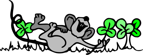 Mouse Playing In Shamrocks Clipart