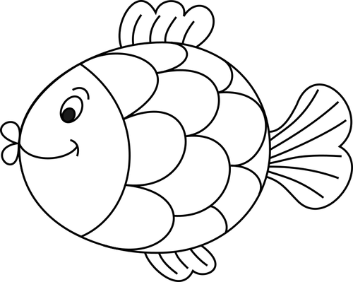 Outlined Cartoon Fish Clipart