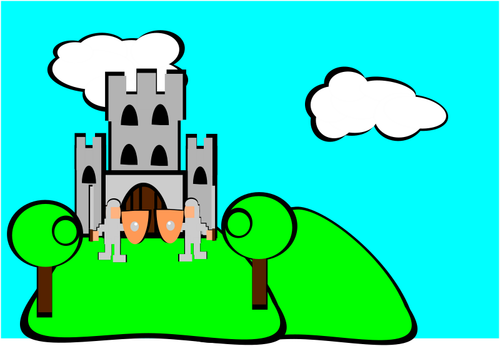 Cartoon Castle With Guards Clipart