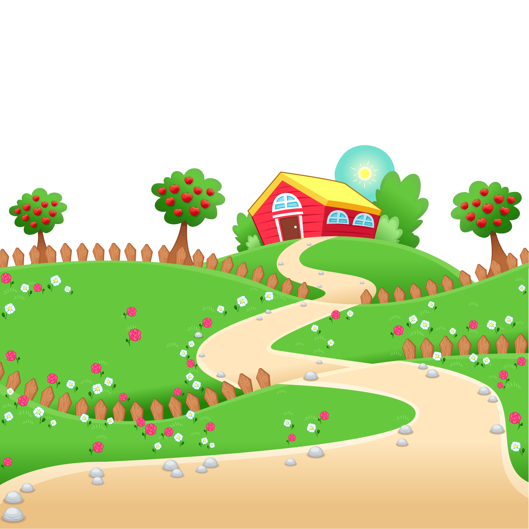 Farm Landscape Vector Cartoon Illustration Free Download PNG HD Clipart