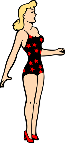 Girl In Starry Swimsuit Clipart