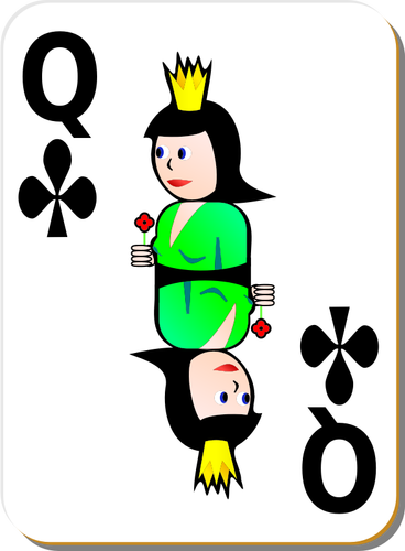 Queen Of Clubs Gaming Card Clipart