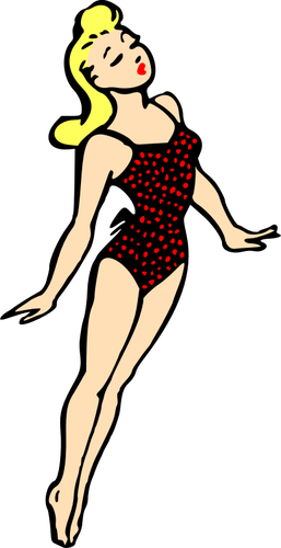 Lady In Swimsuit In Color Clipart