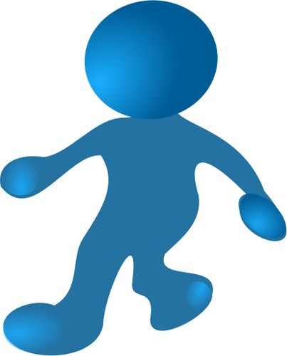 Blue Character Walking Clipart